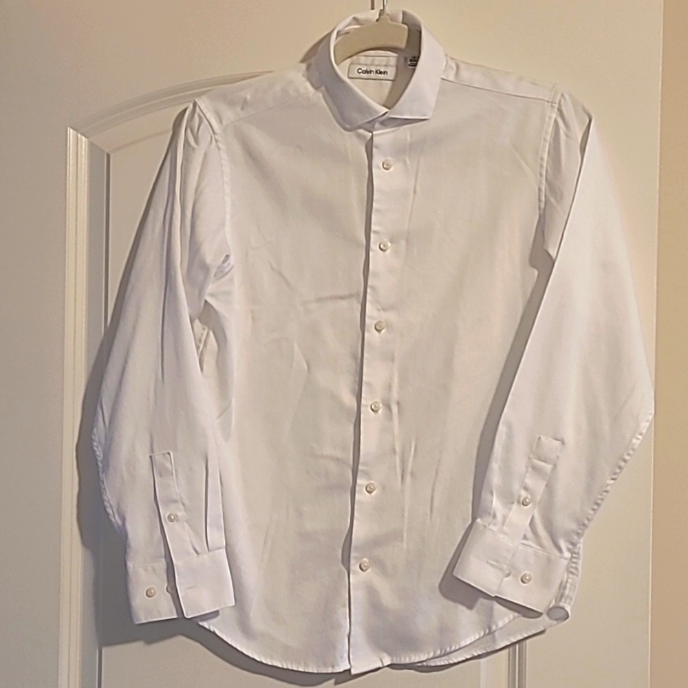 Boy Calvin Klein White button front dress shirt
